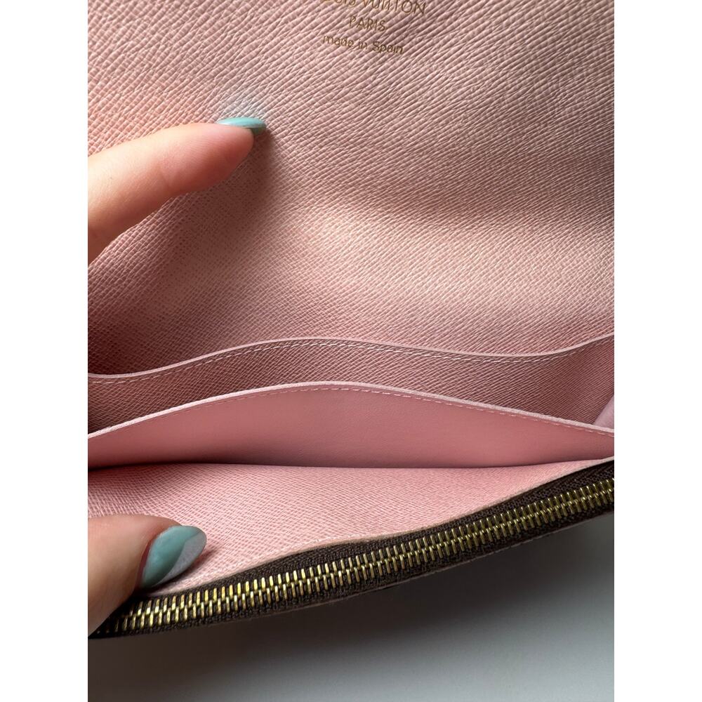 SOLD Louis Vuitton Damier Ebene Caissa Wallet w/Ballerine Pink Interior - Picture 5 of 16